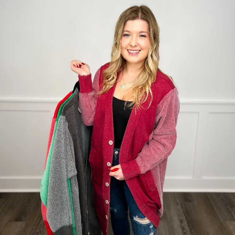 Can You Not Cotton Blend Long Sleeve Avery Mae Cardigan - 4 colors! Fleece Fabric Down Fabric Feather Fabric