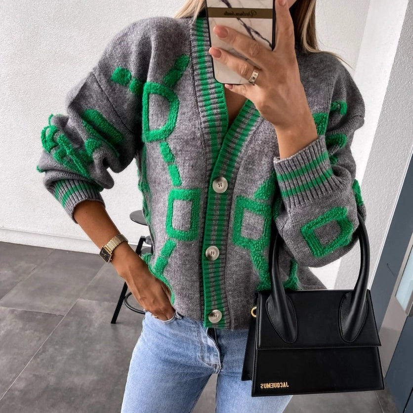 GRAY DESIGN CARDIGAN Elegant Classic Vintage