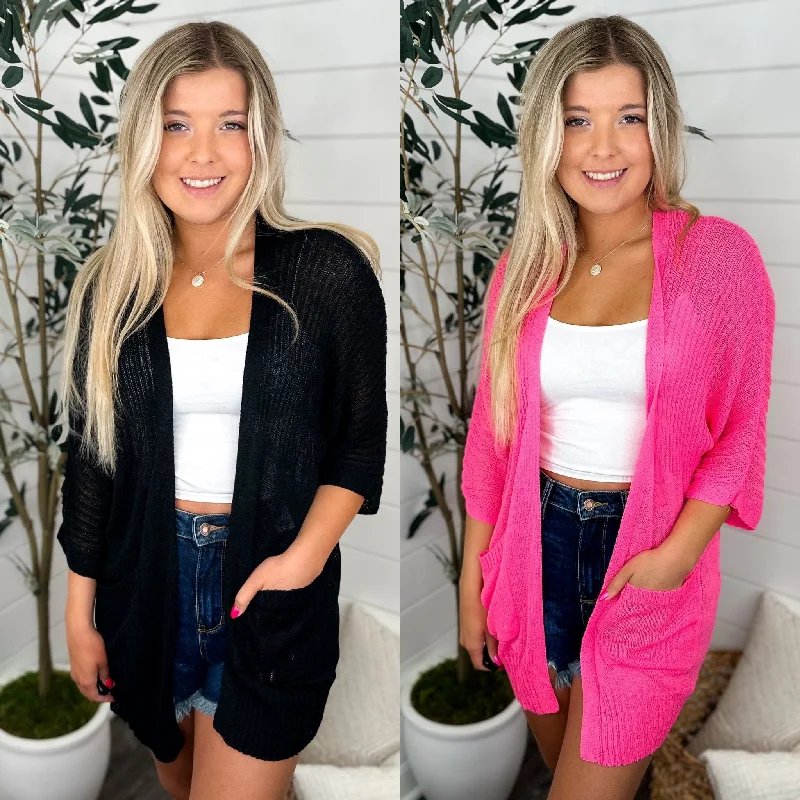 I'm Coming Back Knit Three Quarter Sleeve Avery Mae Cardigan - 2 colors! Neon metallic Matte