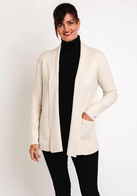 Natalia Collection One Size Fine Knit Midi Cardigan, Beige Boxy Cardigan Fitted Cardigan A-Line