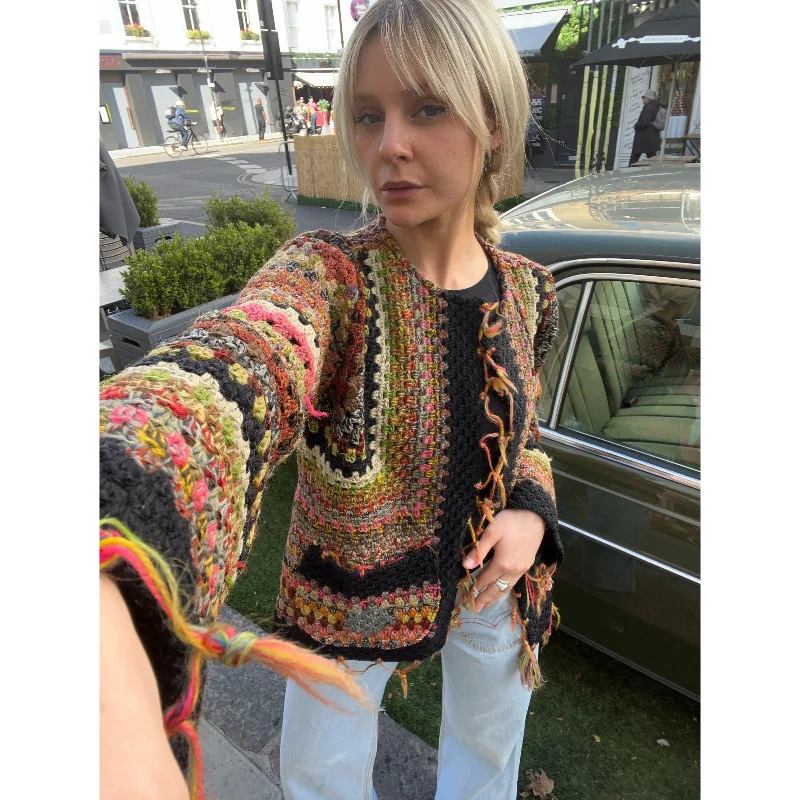 Vintage crochet cardigan multi Jersey Fabric Tulle Fabric Batik Fabric