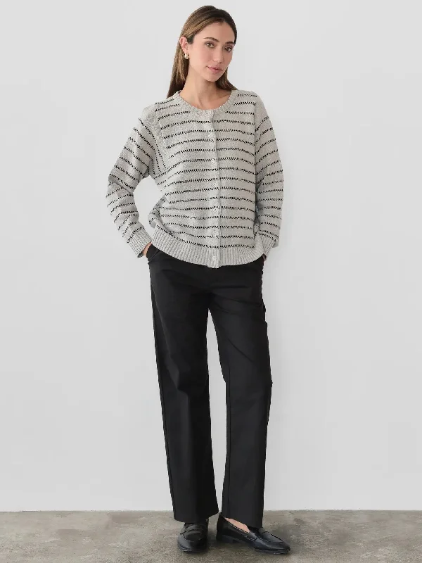 The Shae Cardigan - Heather Grey/Black Fleece Fabric Down Fabric Feather Fabric