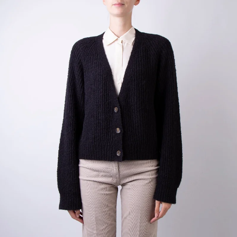 ROBERTO COLLINA CARDIGAN A18110 09 NERO Silk Blend Satin Velvet