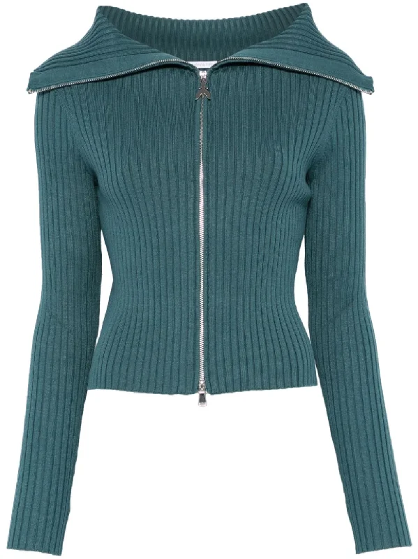 PATRIZIA PEPE RIBBED CARDIGAN Spandex Blend Rayon Blend Denim Blend