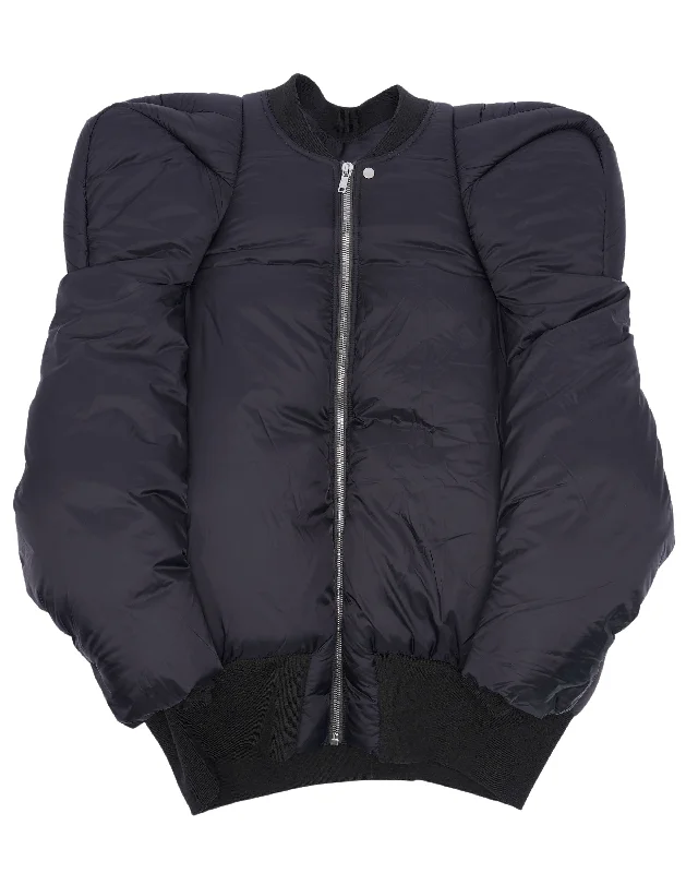 FW 22 Padded-Shoulder Bomber Jacket Wool Fabric Cashmere Fabric Tweed Fabric