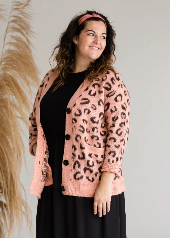 Jacquard Animal Print Cardigan - FINAL SALE Iron Safe Non-Iron Wrinkle Free