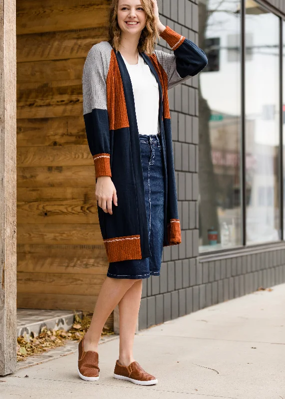 Mixed Color Block Duster Cardigan - FINAL SALE Chenille Brocade Lace