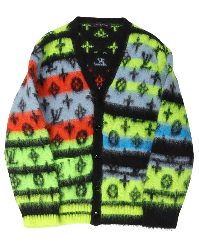 Mohair Monogram Cardigan Bright Pastel Dark