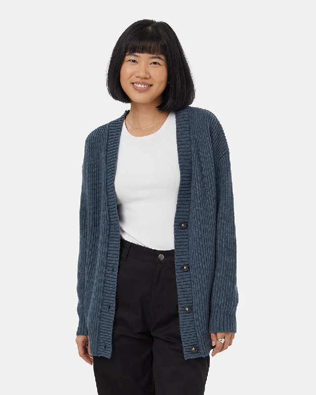 Highline Oversized Button Cardigan Spandex Blend Rayon Blend Denim Blend