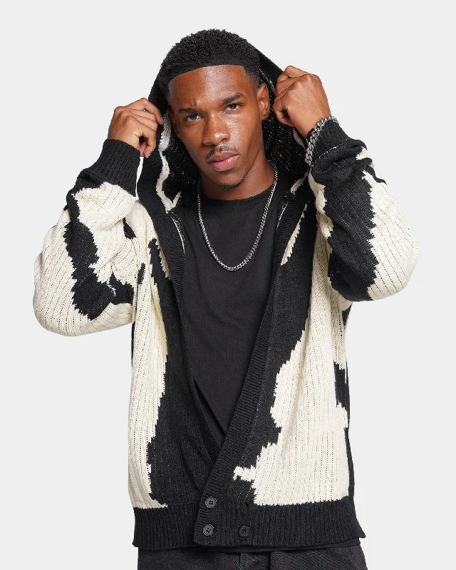 XXIII Zenra Cardigan Black/White Terry Blend Velvet Blend Canvas Blend