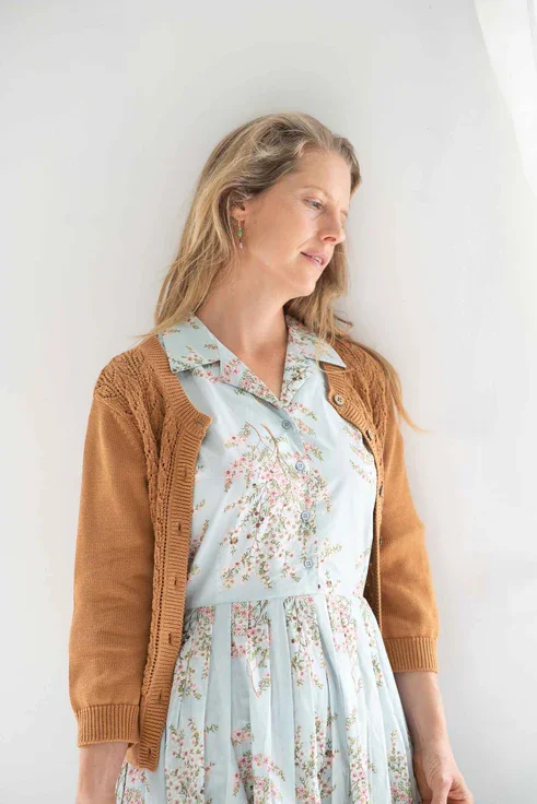Ava Cardigan Almond Boat Neck Shawl Collar Notched Collar