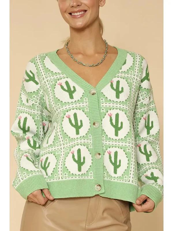 Cactus Tile Cardigan Plaid Cardigan Polka Dot Checkered