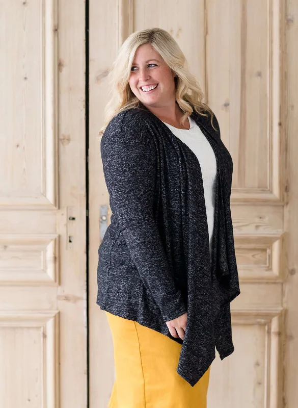 Heathered Drape Cardigan Print Jacquard Patchwork