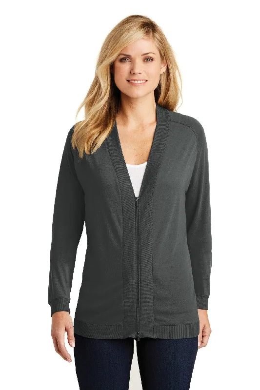 Port Authority   Ladies Concept Bomber Cardigan. LK5431 Boat Neck Shawl Collar Notched Collar
