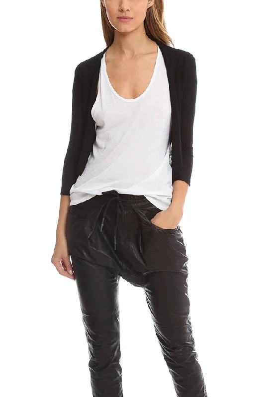 Easy Cropped Cardigan Coal Crew Neck V-Neck Turtle Neck