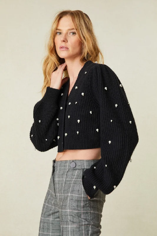 Frances Embellished Cardigan Cashmere Blend Cotton Blend Poly Blend