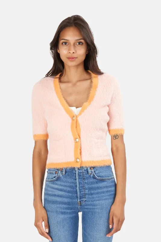 Susie Half Cardigan Pink/Orange Satin Fabric Silk Fabric Chiffon Fabric