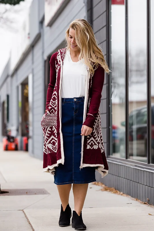 Tribal Zip Up Duster Cardigan - FINAL SALE Real Fur Shearling Chenille