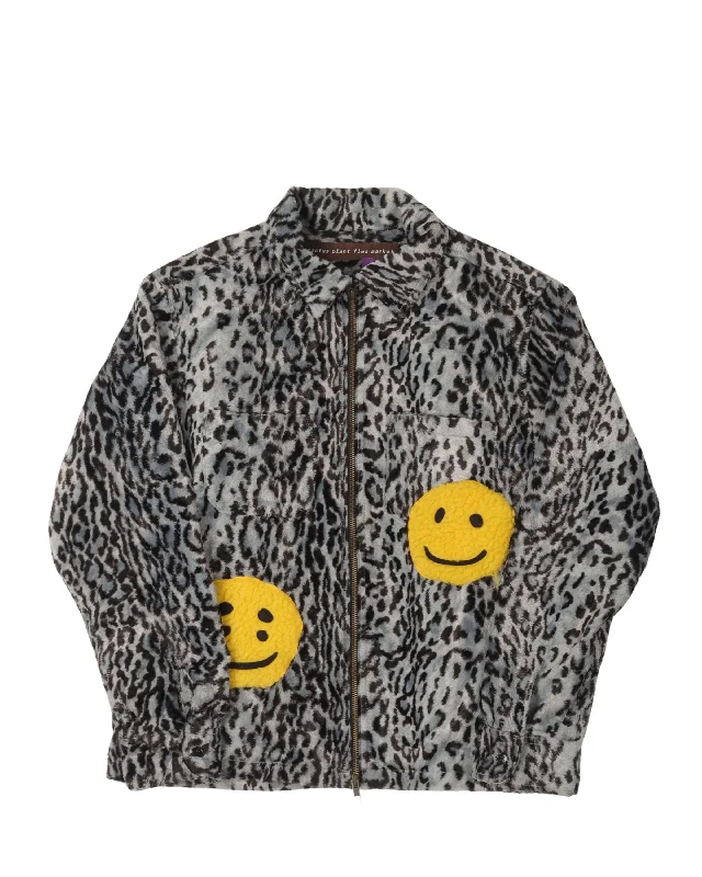 Human Made Leopard Zip Up Jacket Hooded Jacket Caped Jacket Shawl Collar Jacket