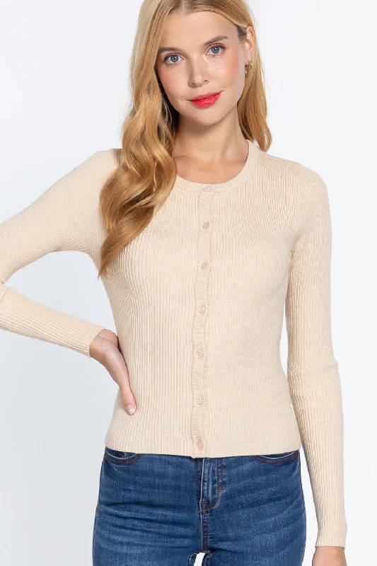 Long Slv Crew Neck Basic Cardigan Stylish Fashionable Trendy
