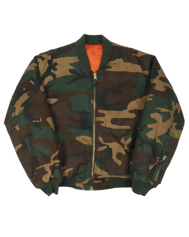 Camouflage Bomber Jacket Tailored Jacket Straight Jacket A-Line Jacket