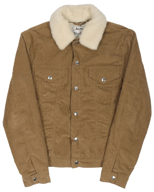 Shearling Lined Jacket Stand-Up Collar Roll-Neck Collar Turtle Neck