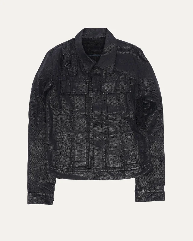 Contrast Pocket Trucker Jacket Appliqued Jacket Beaded Jacket Sequined Jacket