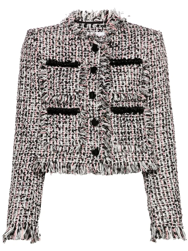 SELF-PORTRAIT FRAYED TWEED JACKET Lace Jacket Ribbed Jacket Sequined Jacket