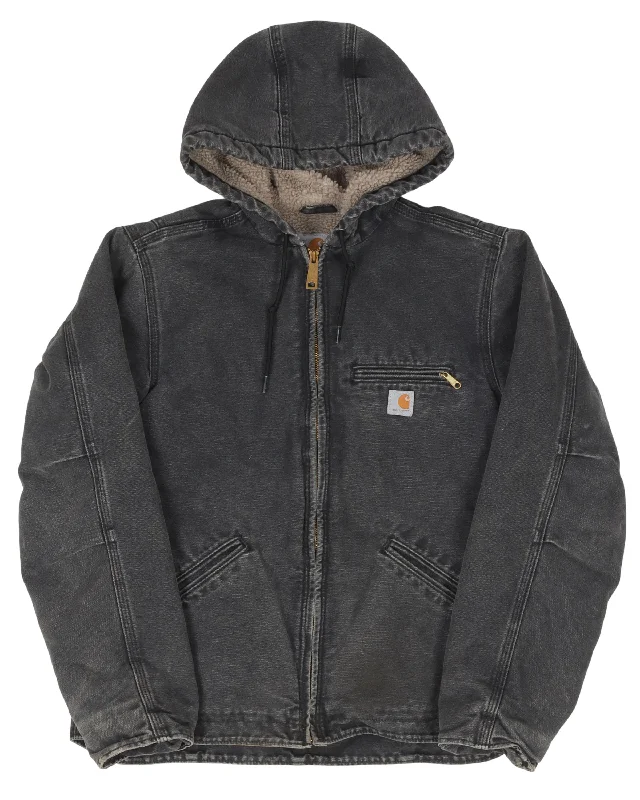 Carhartt Hooded Work Fleece Lined Jacket Snapped Jacket Toggled Jacket Drawstring Jacket