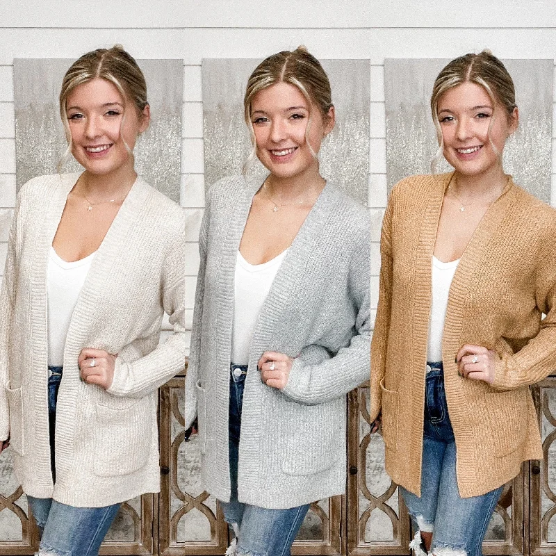 What's Going on Knit Long Sleeve Cardigan Casual Formal Business