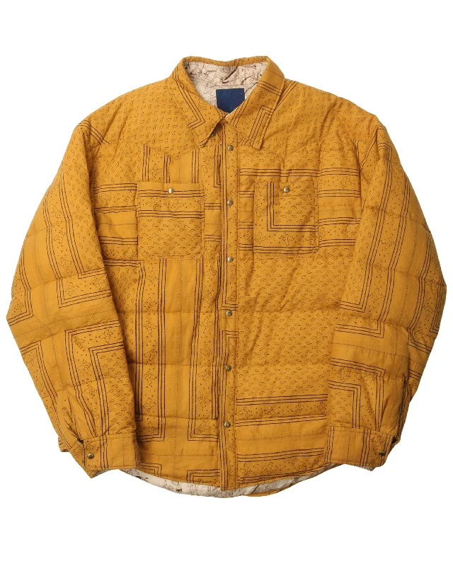 Orange Padded Jacket Zippered Front Buttoned Front Snap Front