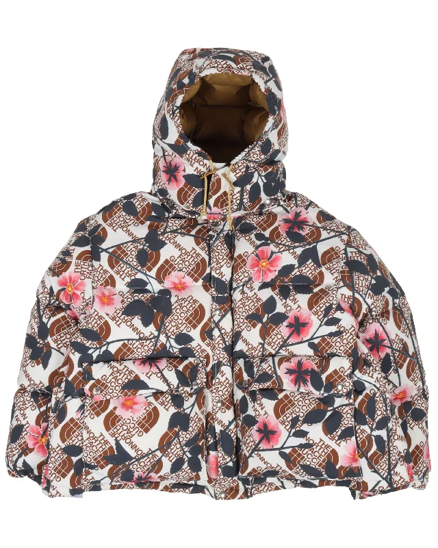 The North Face Flower Print Jacket Collared Jacket Crew Neck Jacket Turtle Neck Jacket