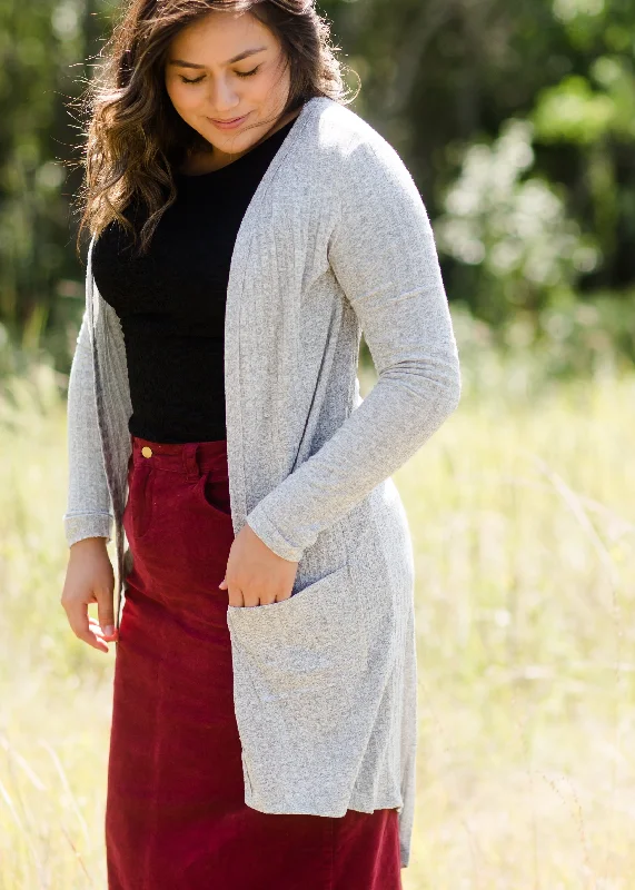 Pocket Front Ribbed Cardigan - FINAL SALE Neon metallic Matte