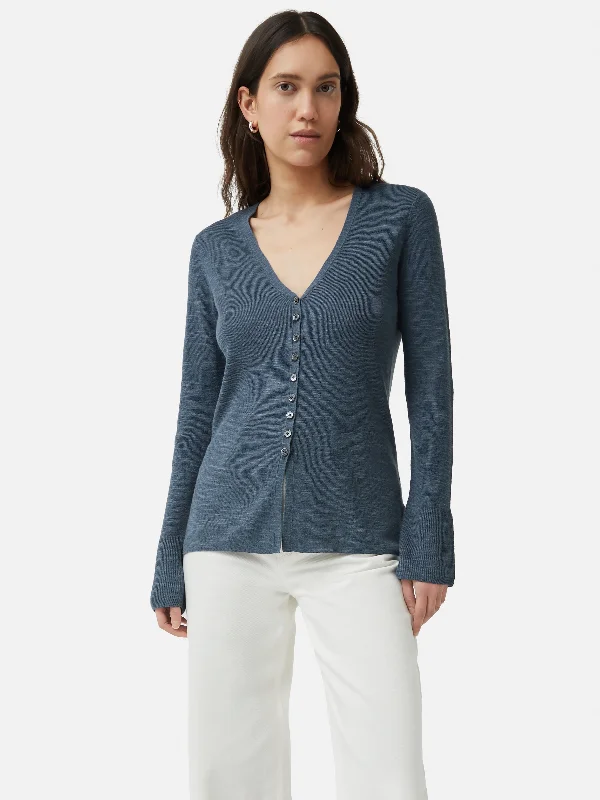 Linen Cotton Cardigan | Mineral Blue Terry Terry Cloth Terry Knit