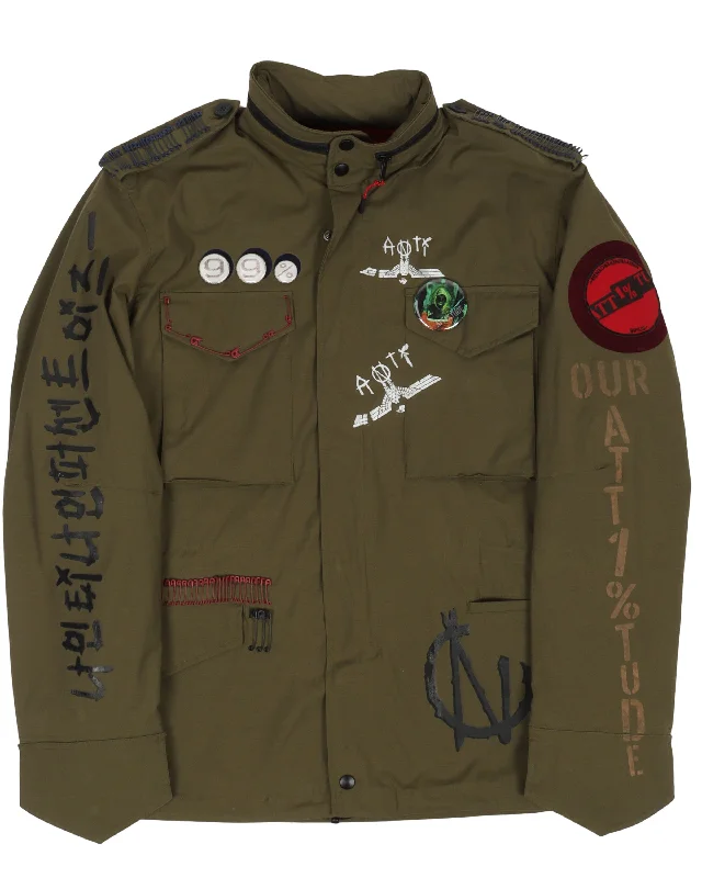 Painted Military Jacket Cardigan Sweater Pullover
