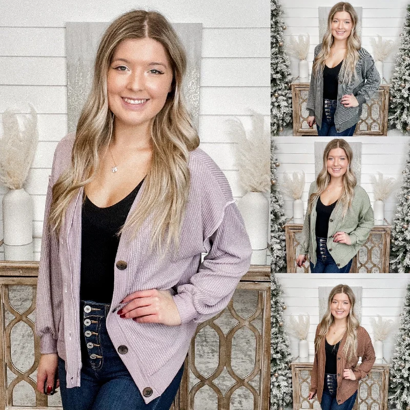 Not Kidding Ribbed Long Sleeve Button Up Cardigan - 4 colors! Spandex Rayon Corduroy