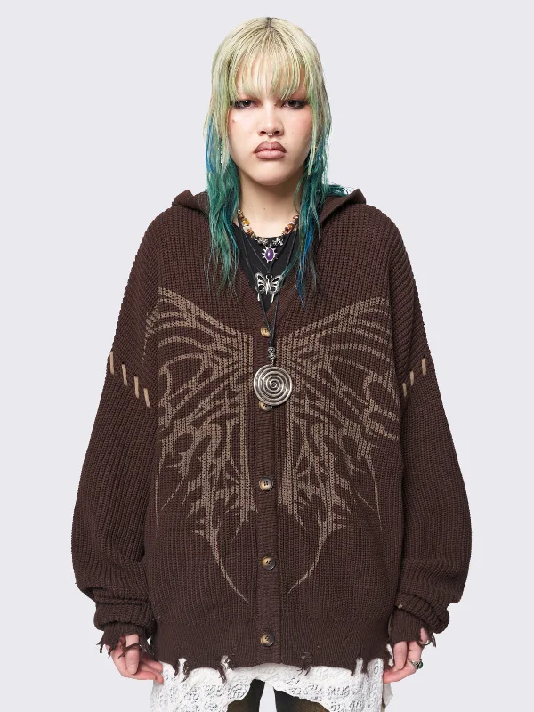 Flutterby Hooded Knit Cardigan Nylon Fabric Polyester Fabric Spandex Fabric