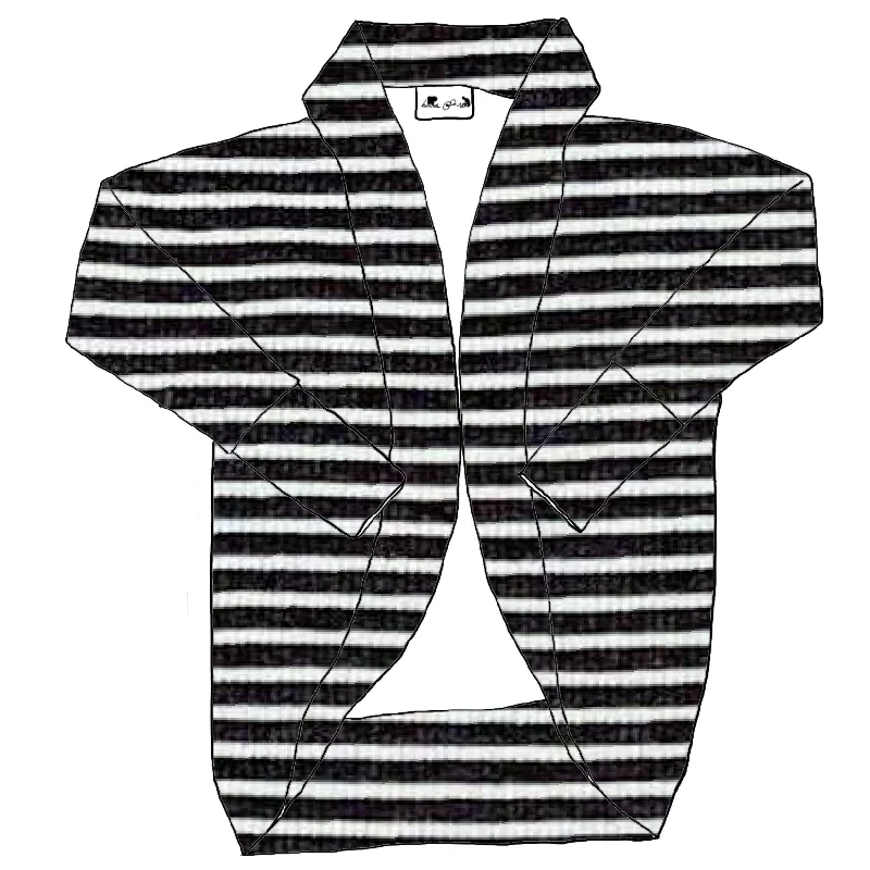 BR Basic Stripes RIB KNIT - Ladies' Cardigan Notch Collar Peter Pan Collar Cowl Neck