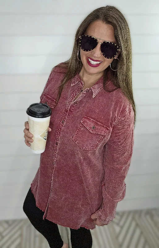 WINE CORDED BUTTON DOWN DRESS/JACKET Jersey Jacket Tulle Jacket Batik Jacket