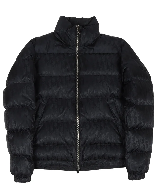 Oblique Monogram Puffer Jacket Plaid Jacket Tartan Jacket Houndstooth Jacket