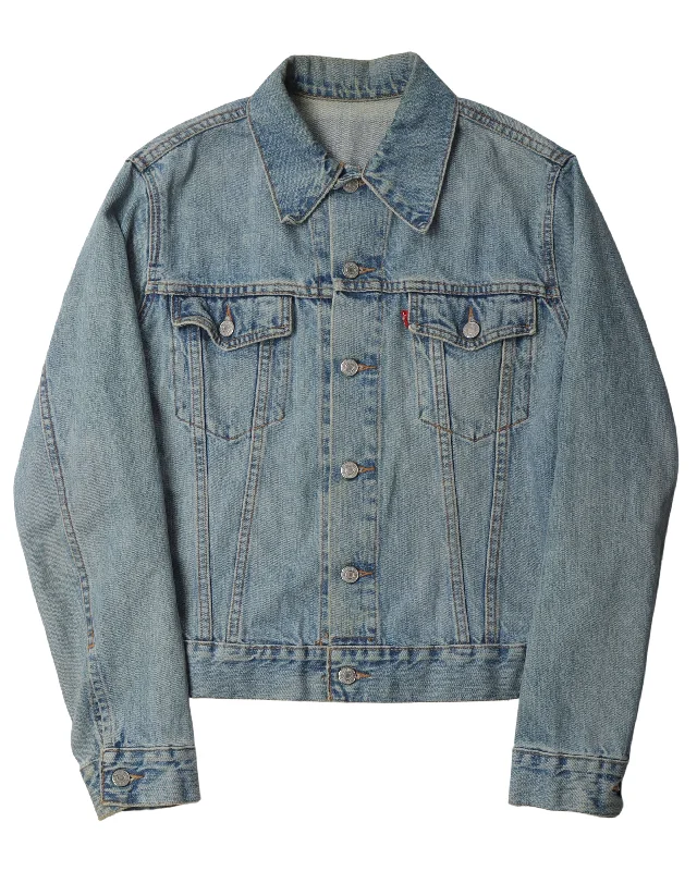 Levi's Denim Trucker Jacket Fleece Fabric Down Fabric Feather Fabric