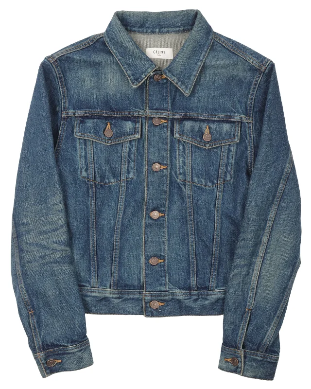 Embroidered Denim Trucker Jacket Satin Fabric Silk Fabric Chiffon Fabric