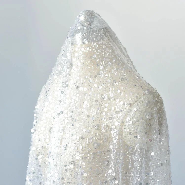 Embroidered Beaded Lace Fabric for Dresses