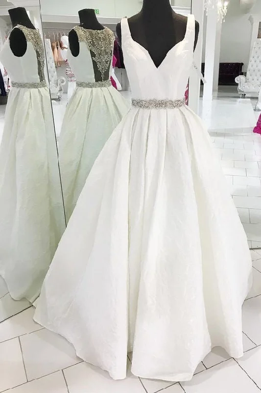 Crystals&Rhinestones Satin Bridal Dress with Belt