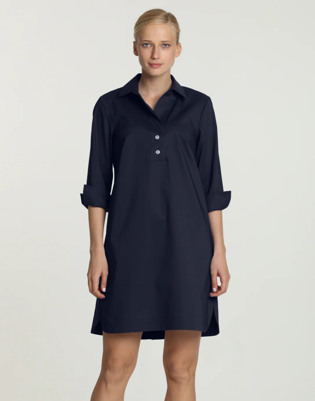 HINSUN WU 3/4 SLEEVE AILEEN BUTTON BACK DRESS