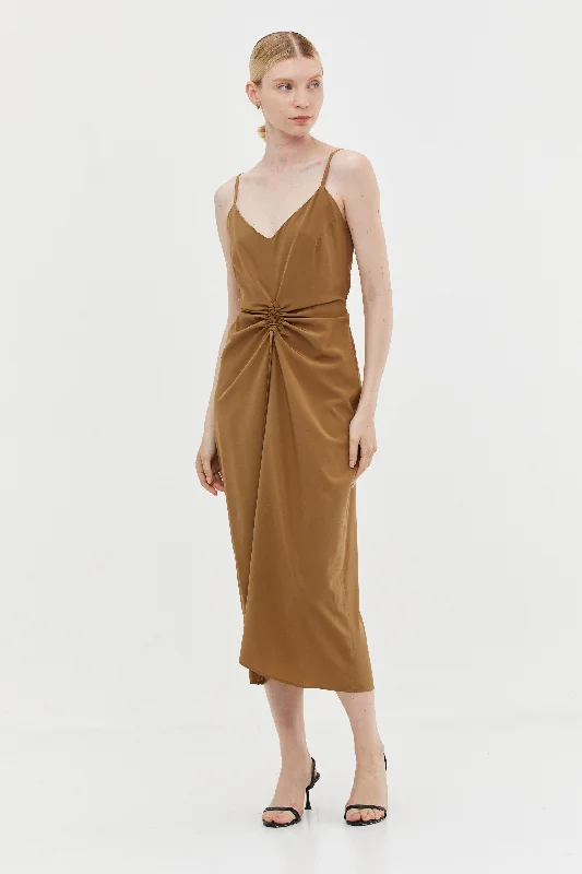 Nina Summer Silk Dress Bronze