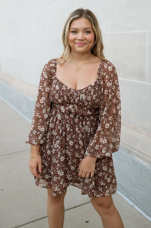 Autumn Enchantment Dress - Brown