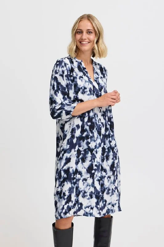 Fransa Oline Dress in Vintage Blue