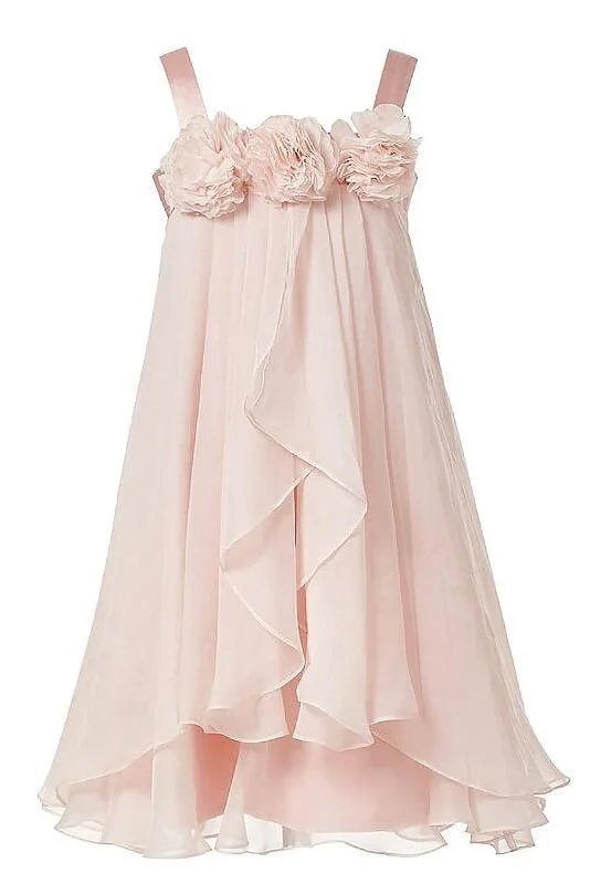 Princess Pink A-Line Chiffon Sleeveless Floor-Length Flower Girl Dress DM705