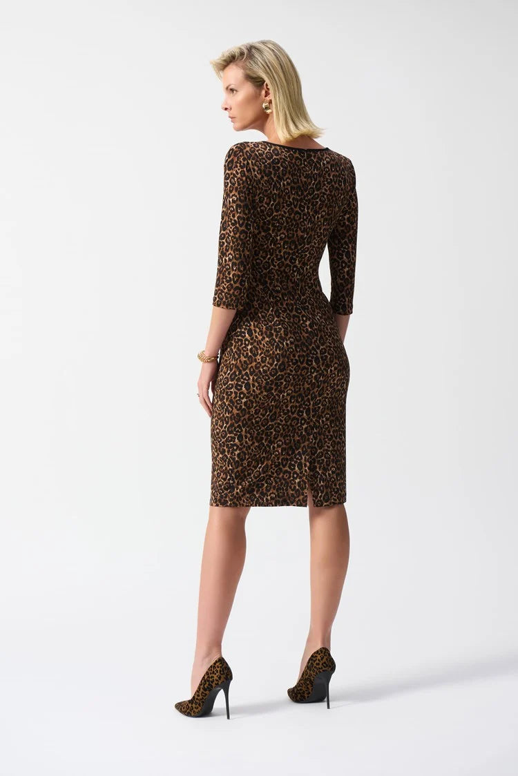 JOSEPH RIBKOFF SILKY KNIT ANIMAL PRINT SHEATH DRESS